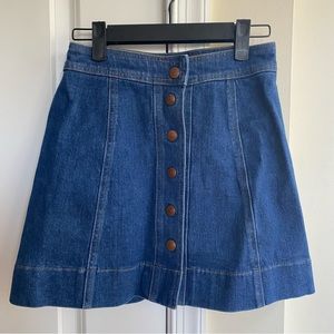 NWOT Madewell denim button front mini skirt
